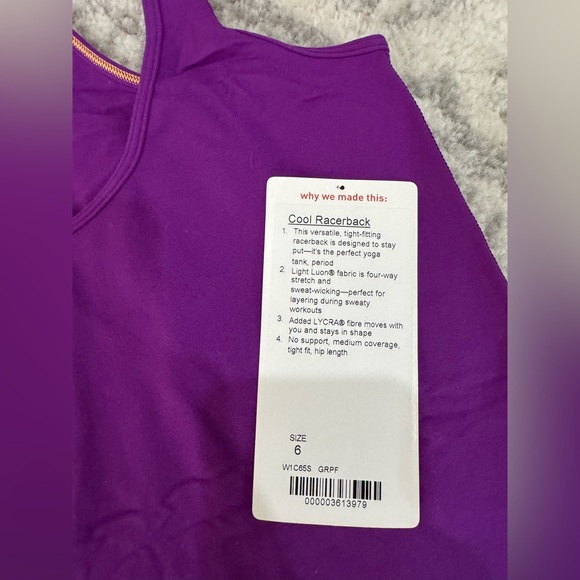 lululemon Purple Cool Racerback Tank - Picture 3 of 4